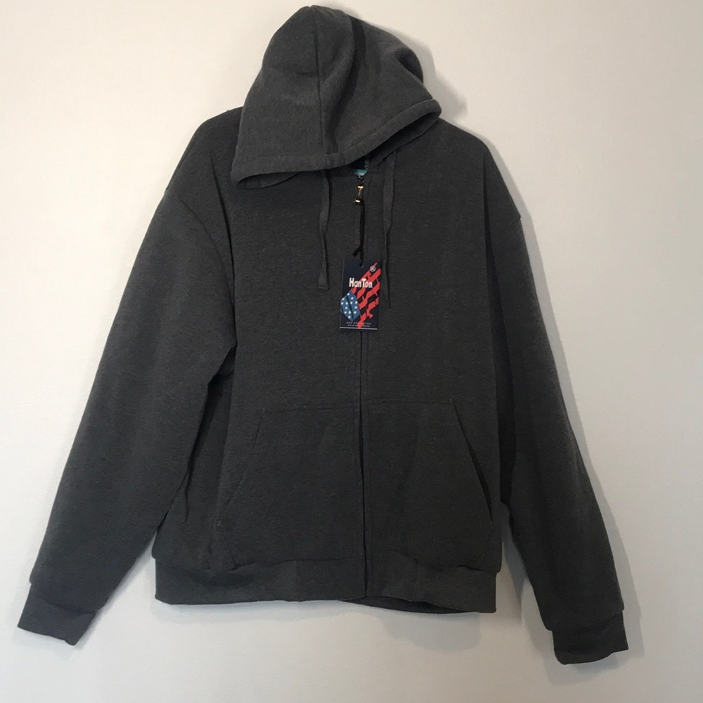 Men zip up gray hoodie